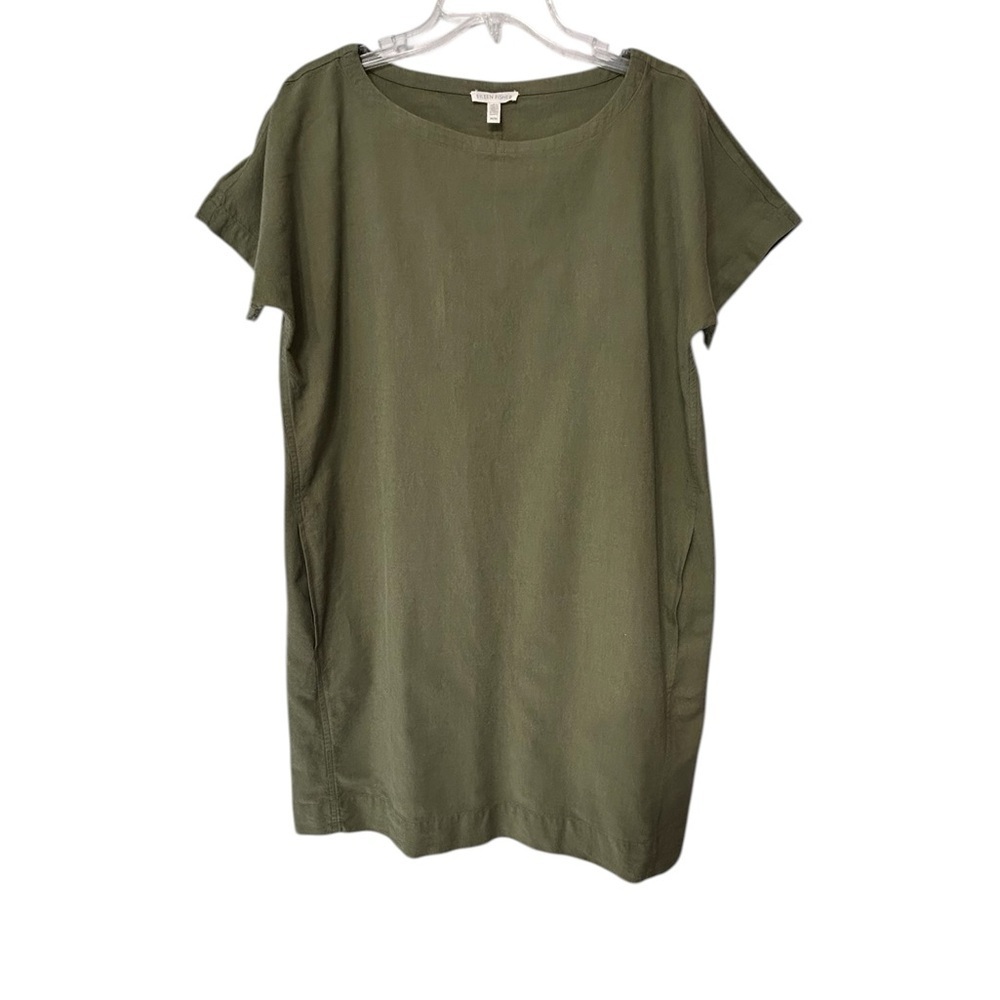 Eileen Fisher Organic Cotton Boatneck Shirt Dress - Picture 4 of 8